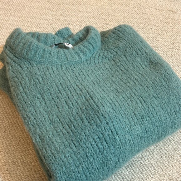 Tibi Airy Alpaca Crewneck Pullover, Fern Green, size small - Picture 4 of 6